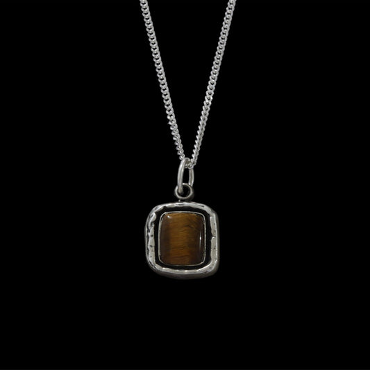 Collar de plata con piedra natural ojo de tigre