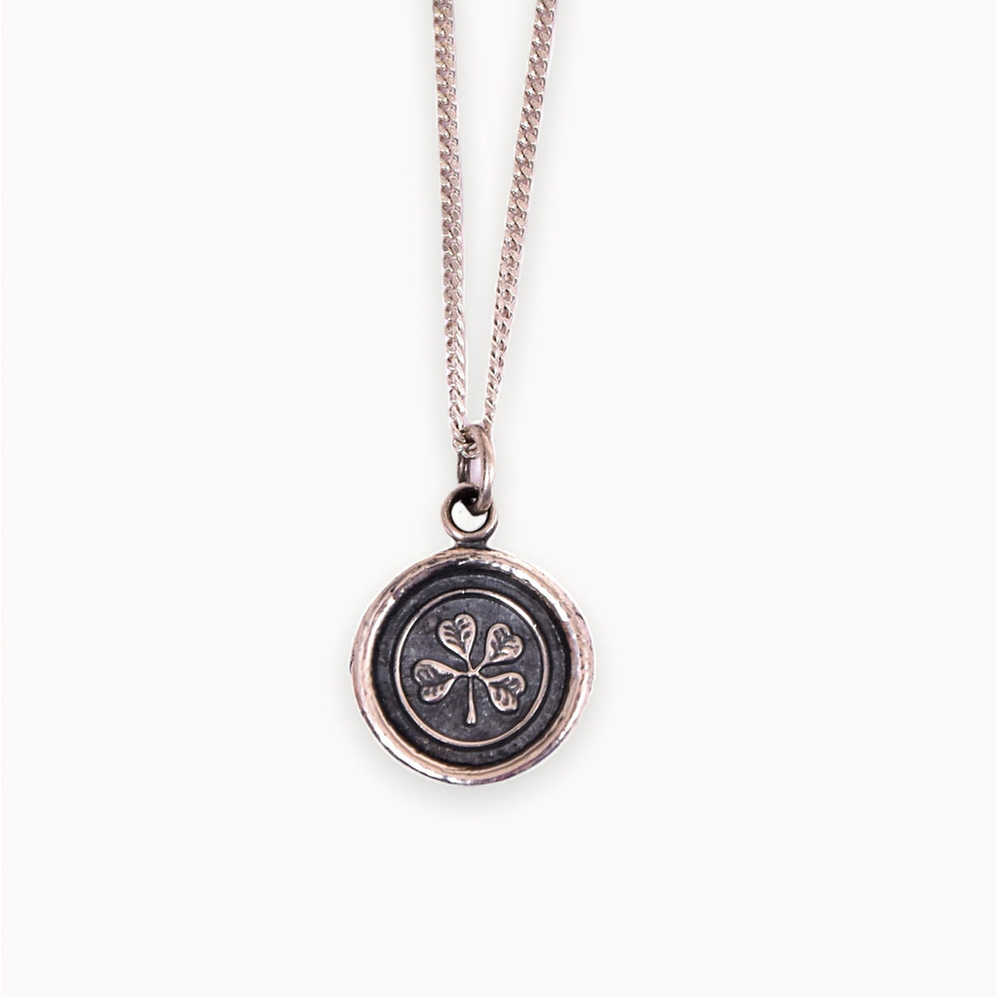 Collar de trébol de cuatro hojas en plata 950 con significado de esperanza, fe, amor y suerte