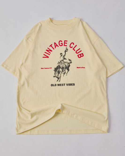 Camiseta Vintage Club - beige claro